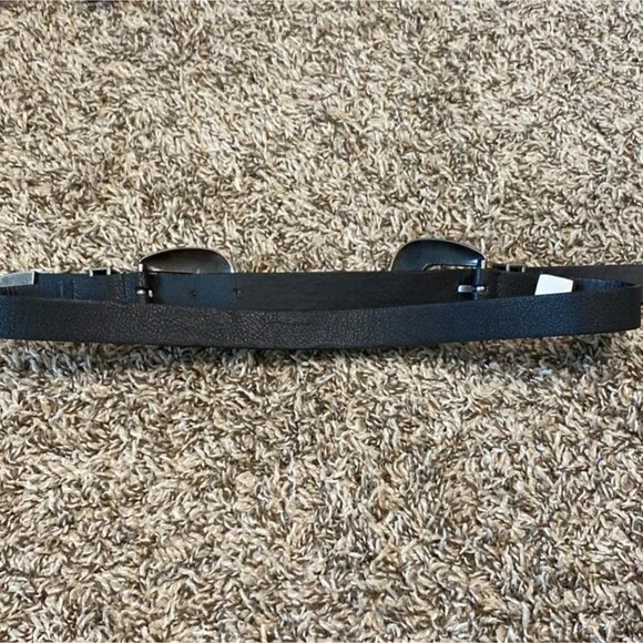 Double Buckle Western Rodeo Black & Silver 100% PU Belt S - Picture 6 of 7